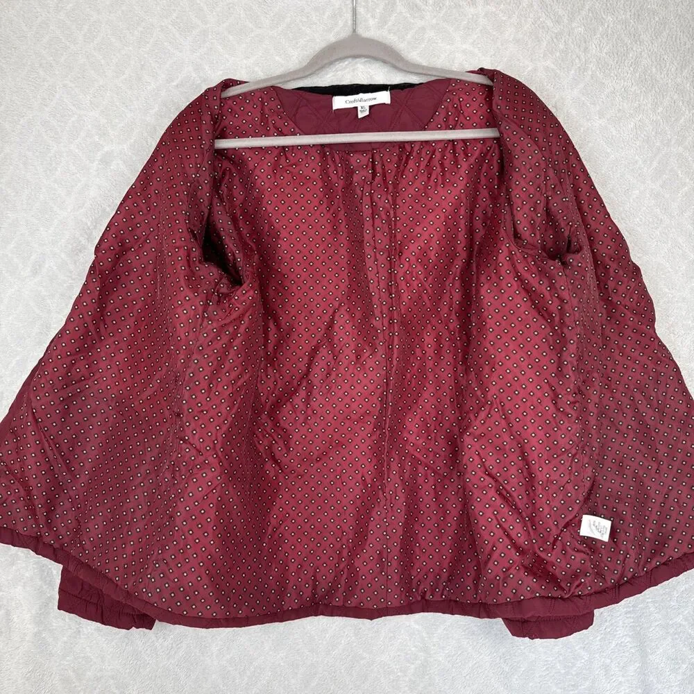 Croft & Barrow Barn Jacket Womens XL Burgundy Quilted Corduroy Collar Chore Coat - Picture 4 of 14
